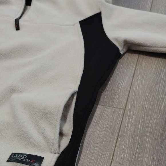 Izod Cream and Black Zip-Up Sweater - Picture 14 of 17